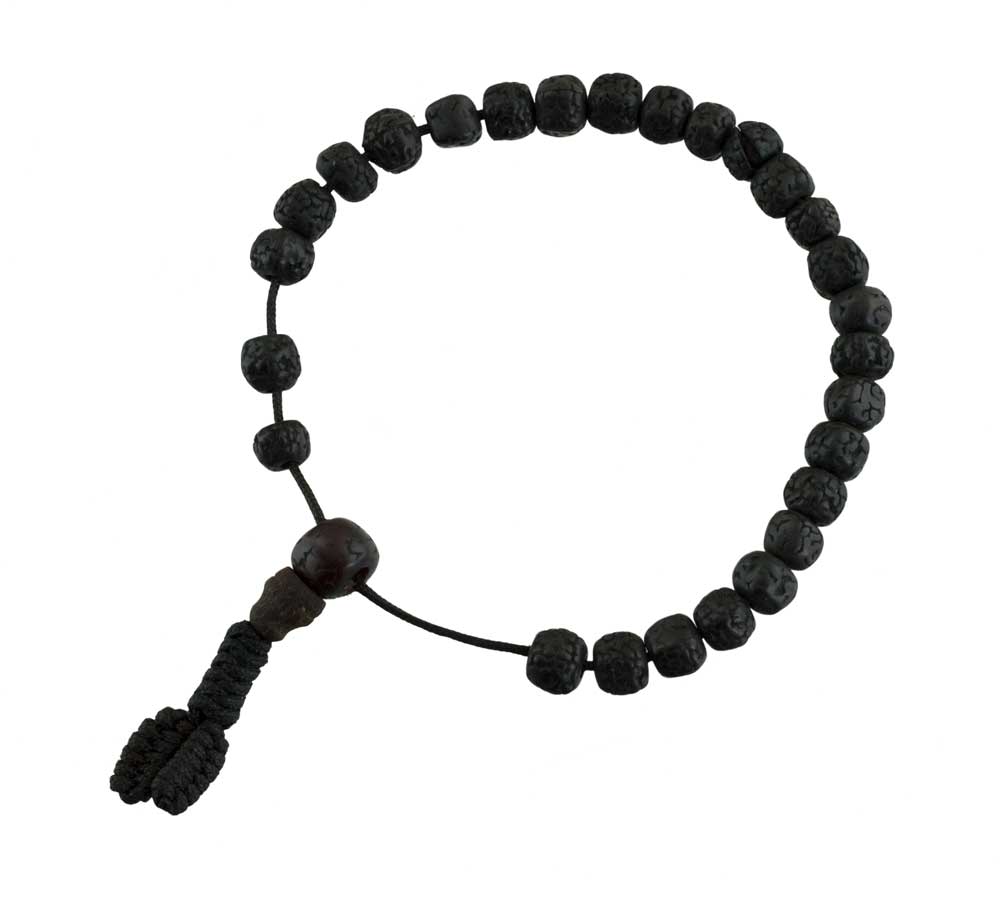 Bracelet Tibétain En Graines De Rudraksha – Finition Antique Ajustable