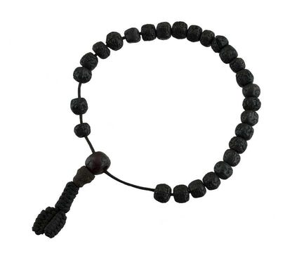 Bracelet Tibétain En Graines De Rudraksha – Finition Antique Ajustable