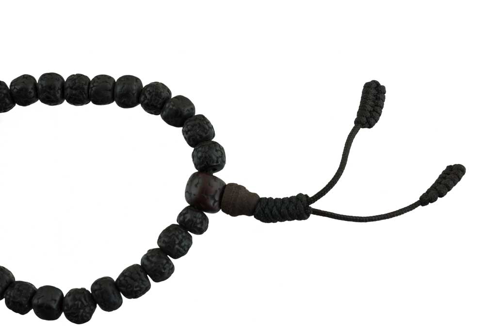 Bracelet Tibétain En Graines De Rudraksha – Finition Antique Ajustable