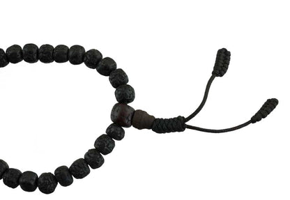 Bracelet Tibétain En Graines De Rudraksha – Finition Antique Ajustable