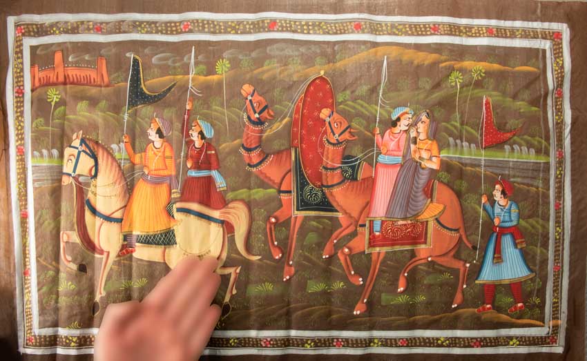 Peinture Moghole Indienne – Chasse Royale du Maharaja et de son Épouse