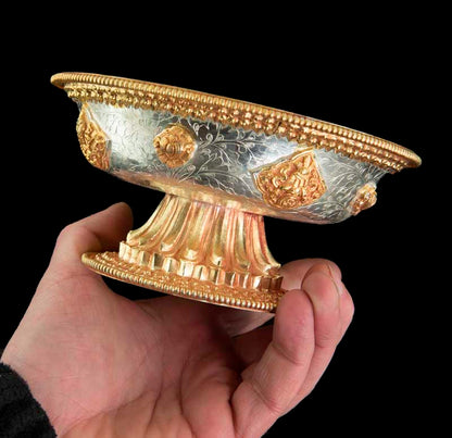 Serkyem tibétain en cuivre – Set d'offrandes rituelles bouddhistes qualité muséale