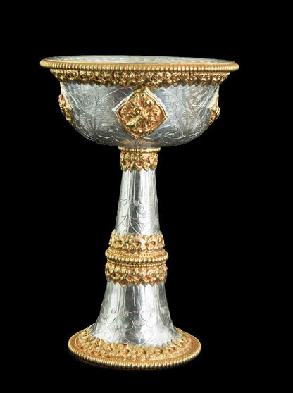 Serkyem tibétain en cuivre – Set d'offrandes rituelles bouddhistes qualité monastique