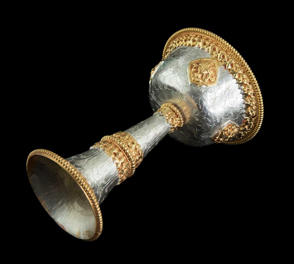 Serkyem tibétain en cuivre – Set d'offrandes rituelles bouddhistes qualité monastique