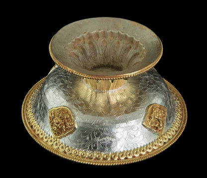 Serkyem tibétain en cuivre – Set d'offrandes rituelles bouddhistes qualité monastère