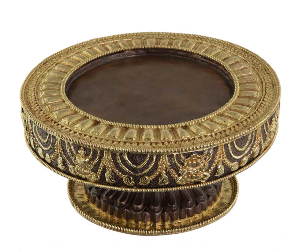 Set D’Offrandes Au Mandala Tibétain En Cuivre Filigrané – Qualité Monastère
