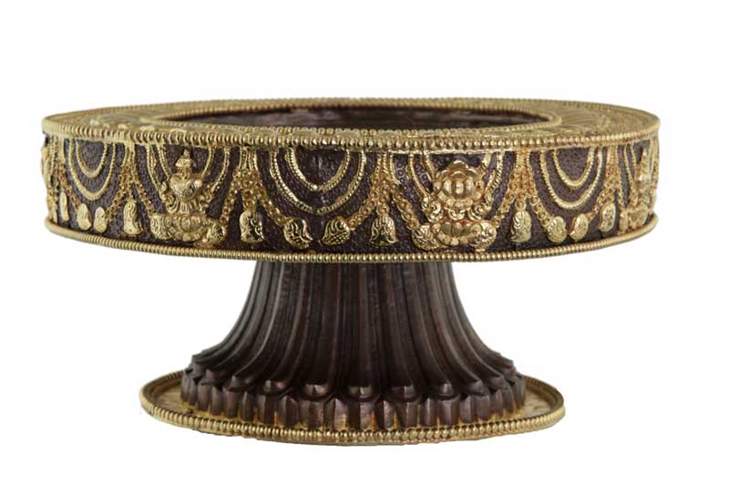 Set D’Offrandes Au Mandala Tibétain En Cuivre Filigrané – Qualité Monastère