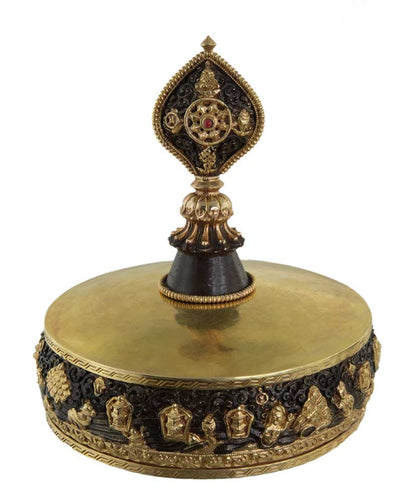 Set D’Offrandes Au Mandala Tibétain En Cuivre Filigrané – Qualité Monastère