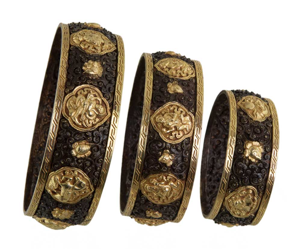 Set D’Offrandes Au Mandala Tibétain En Cuivre Filigrané – Qualité Monastère
