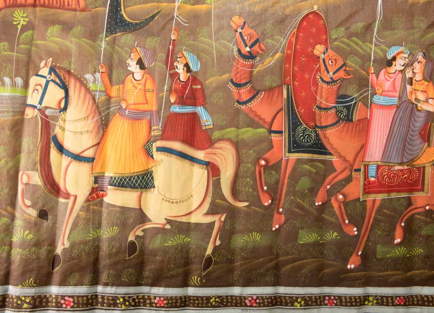 Peinture Moghole Indienne – Chasse Royale du Maharaja et de son Épouse
