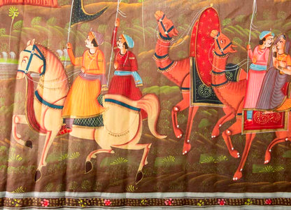 Peinture Moghole Indienne – Chasse Royale du Maharaja et de son Épouse