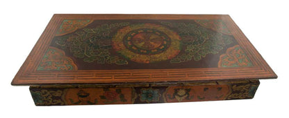 Table de méditation tibétaine pliable 74 cm – meuble artisanal bouddhiste en bois naturel