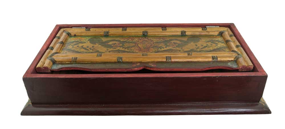 Table de méditation tibétaine pliable 74 cm – meuble artisanal bouddhiste en bois naturel