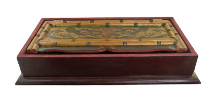 Table de méditation tibétaine pliable 74 cm – meuble artisanal bouddhiste en bois naturel