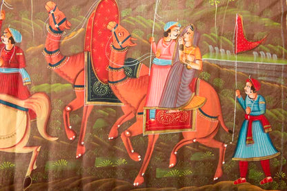 Peinture Moghole Indienne – Chasse Royale du Maharaja et de son Épouse