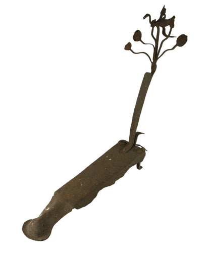 Coupe-Légumes Népalais Ancien en Fer – Motifs Oiseau et Végétation