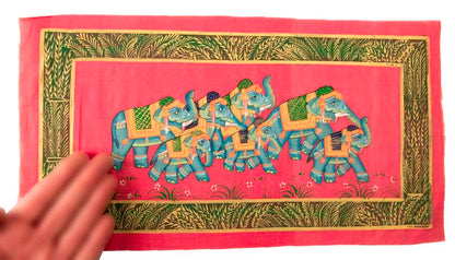 Peinture Moghole Éléphant Parade Royale 39 cm – Artisanat Indien Fait Main