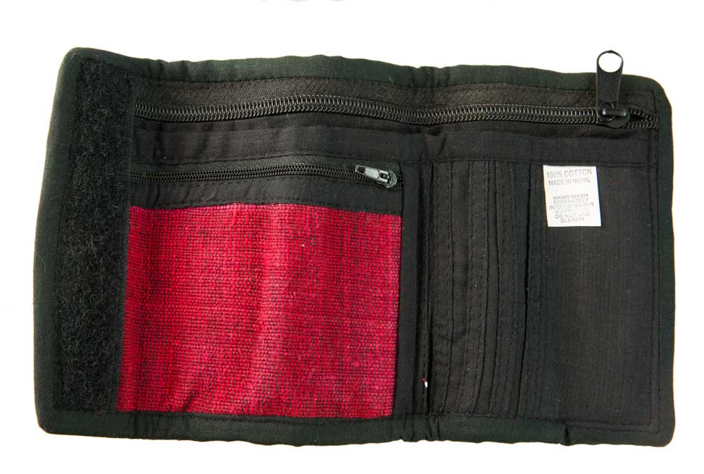 Portefeuille Ethnique Rouge Brodé – Artisanat Népalais
