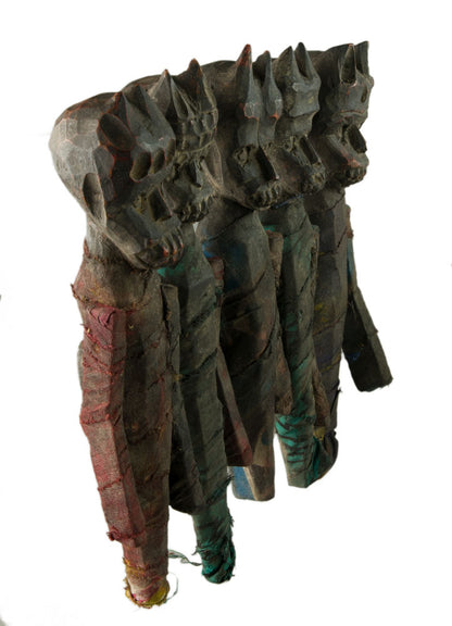 Poupées Zoomorphes Chamaniques en Bois – Figurines Tribales Tharu du Népal