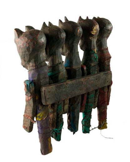 Poupées Zoomorphes Chamaniques en Bois – Figurines Tribales Tharu du Népal