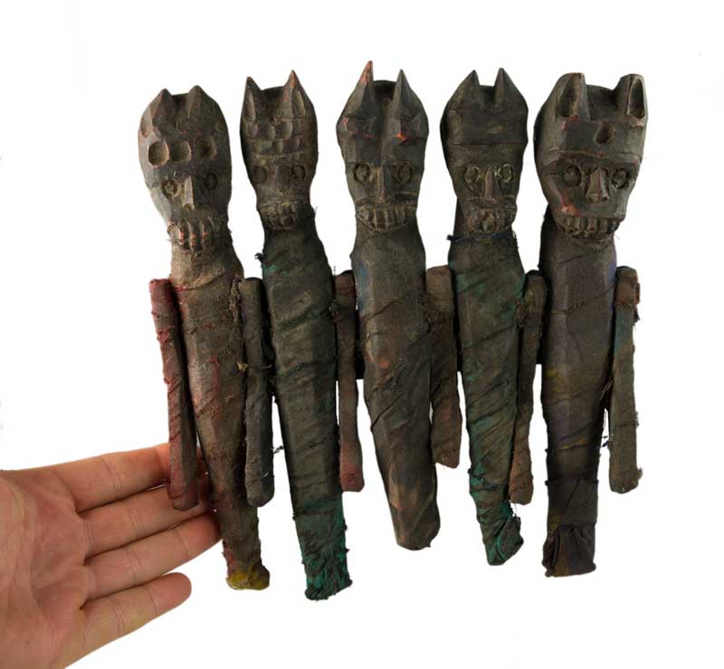 Poupées Zoomorphes Chamaniques en Bois – Figurines Tribales Tharu du Népal