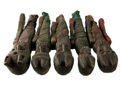 Poupées Zoomorphes Chamaniques en Bois – Figurines Tribales Tharu du Népal