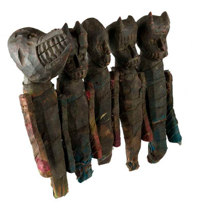 Poupée Zoomorphe Chamanique en Bois – Figure Tribale Tharu du Népal