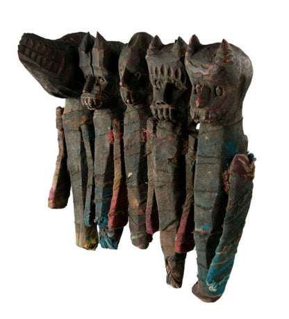 Poupée Zoomorphe Chamanique en Bois – Figure Tribale Tharu du Népal