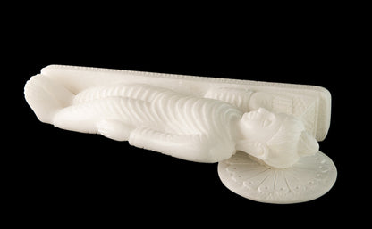 Statue Bouddha Allongé Nirvana En Marbre Blanc – Artisanat Indien