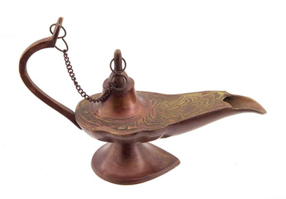 Lampe d’Aladin en Laiton 18,5 cm – Patine Brune – 100 % Fait Main en Inde