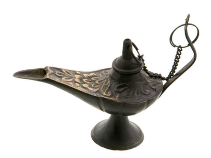 Lampe d’Aladin en Laiton 13 cm – Patine Brune – Artisanat Indien
