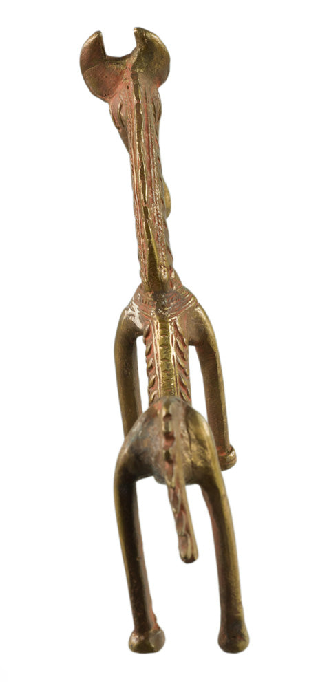 Figurine Cheval Dos Courbé en Métal – Statue Zoomorphe Orissa Inde