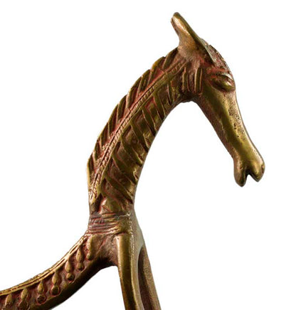 Figurine Cheval Dos Courbé en Métal – Statue Zoomorphe Orissa Inde