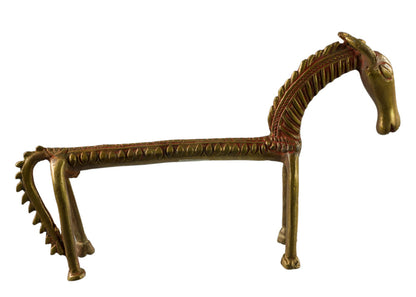 Statue Cheval Orissa au Dos Plat en Métal – Figurine Zoomorphe Inde