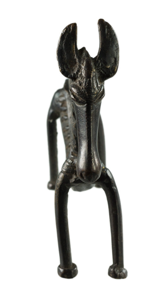 Statue Cheval Dos Courbé en Métal – Sculpture Ethnique Orissa Inde