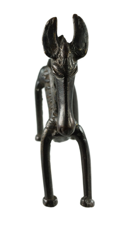 Statue Cheval Dos Courbé en Métal – Sculpture Ethnique Orissa Inde