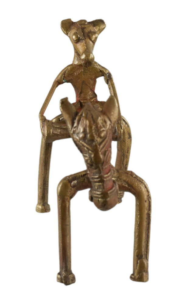 Statue Cheval et Cavalier Musicien en Métal – Artisanat du Rajasthan Inde