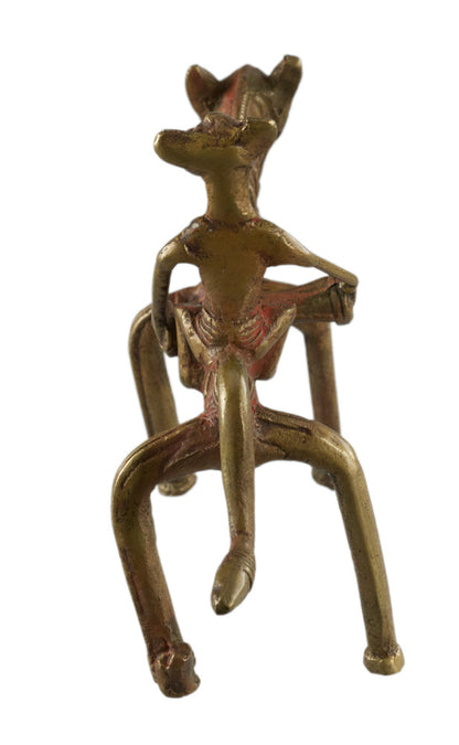 Statue Cheval et Cavalier Musicien en Métal – Artisanat du Rajasthan Inde