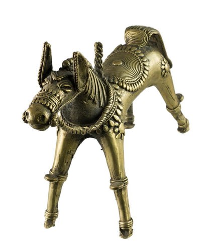 Cheval Ethnique en Bronze Dhokra – Art Tribal d’Orissa, Inde