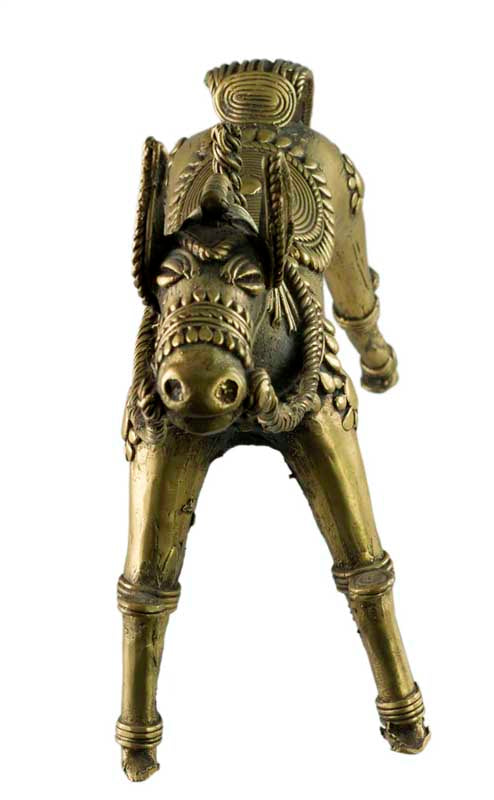 Cheval Ethnique en Bronze Dhokra – Art Tribal d’Orissa, Inde
