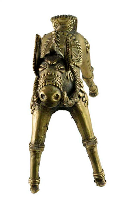Cheval Ethnique en Bronze Dhokra – Art Tribal d’Orissa, Inde