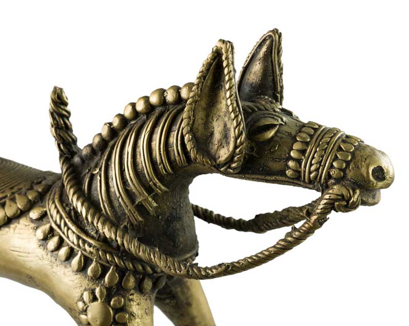 Cheval Ethnique en Bronze Dhokra – Art Tribal d’Orissa, Inde