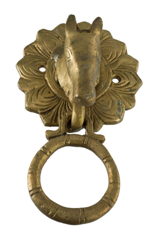 Patère Tête de Cheval en Laiton avec Anneau – Porte Serviette ou Porte Longe – Inde