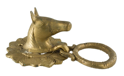 Patère Tête de Cheval en Laiton avec Anneau – Porte Serviette ou Porte Longe – Inde