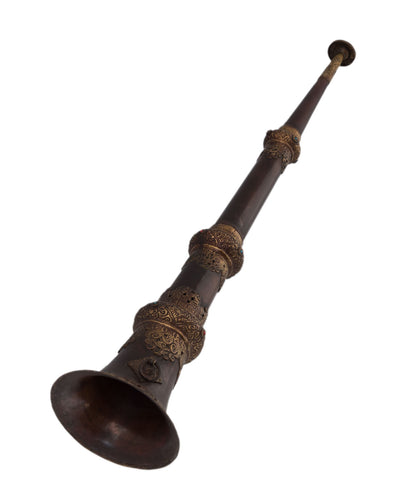 Ancienne trompe monastique tibétaine Dungchen en cuivre – Instrument rituel télescopique