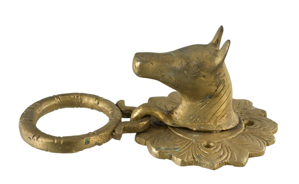 Patère Tête de Cheval en Laiton avec Anneau – Porte Serviette ou Porte Longe – Inde