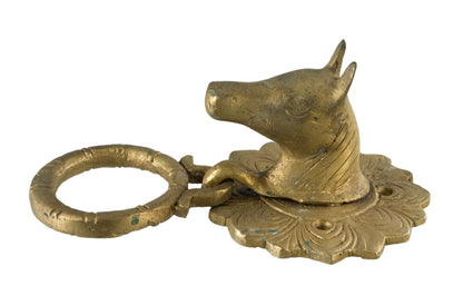 Patère Tête de Cheval en Laiton avec Anneau – Porte Serviette ou Porte Longe – Inde