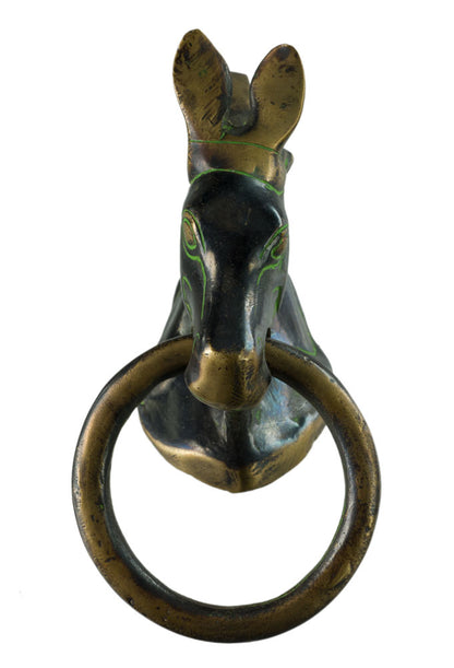 Ancienne Patère Tête de Cheval en Laiton – Porte-Serviettes ou Longe – Inde