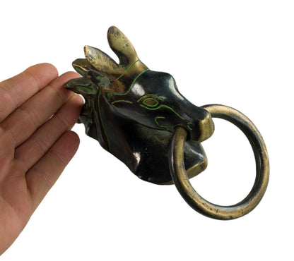 Ancienne Patère Tête de Cheval en Laiton – Porte-Serviettes ou Longe – Inde