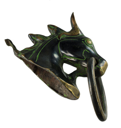 Ancienne Patère Tête de Cheval en Laiton – Porte-Serviettes ou Longe – Inde